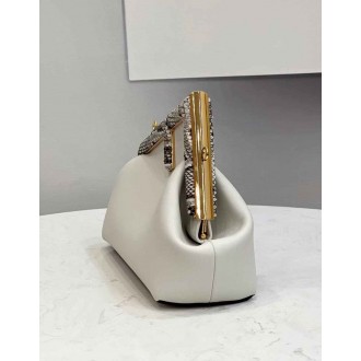 Fendi Small First Bag In White Leather with Python F