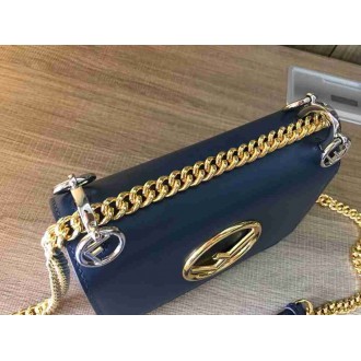 Fendi Small Kan I F Bag In Blue Calfskin