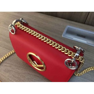 Fendi Small Kan I F Bag In Red Calfskin