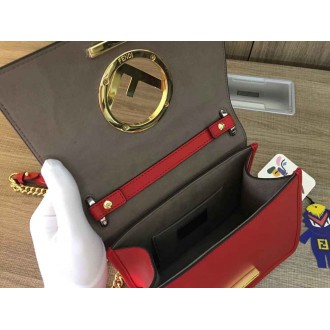 Fendi Small Kan I F Bag In Red Calfskin