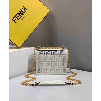 Fendi Small Kan I F Bag In White Transparent PU