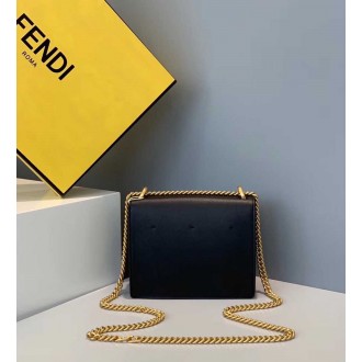 Fendi Small Kan U Bag In Black Calfskin