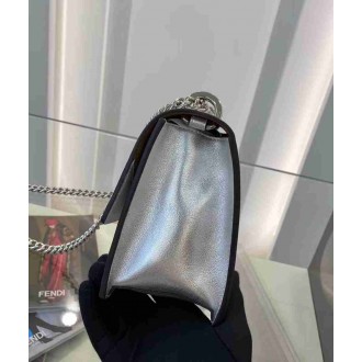 Fendi Small Kan U Bag In Mirror-effect Silver Leather