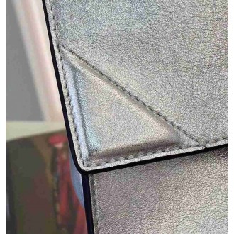 Fendi Small Kan U Bag In Mirror-effect Silver Leather