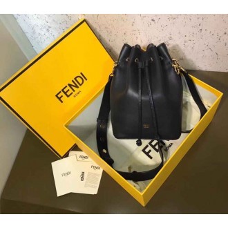Fendi Small Mon Tresor Bucket Bag In Black Calfskin