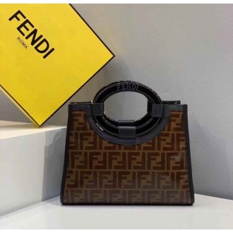 Fendi Small Runaway Shopper Bag In Brown Glazed Fabric