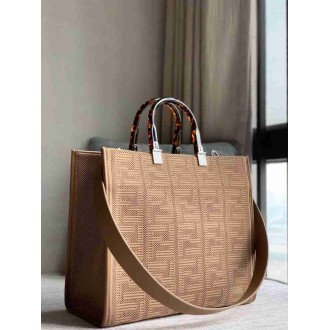 Fendi Sunshine Medium Shopper Bag In Beige FF Fabric