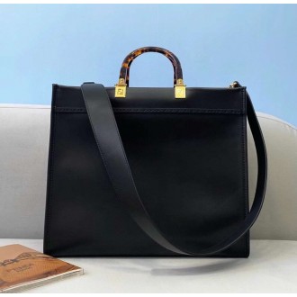 Fendi Sunshine Medium Shopper Bag In Black Calfskin