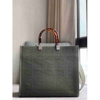 Fendi Sunshine Medium Shopper Bag In Green FF Fabric