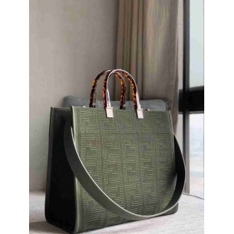 Fendi Sunshine Medium Shopper Bag In Green FF Fabric