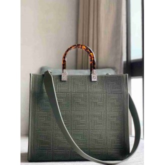 Fendi Sunshine Medium Shopper Bag In Green FF Fabric