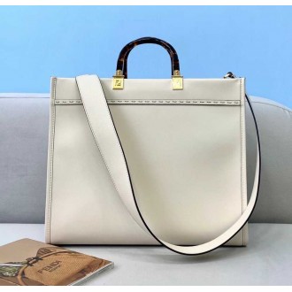 Fendi Sunshine Medium Shopper Bag In White Calfskin