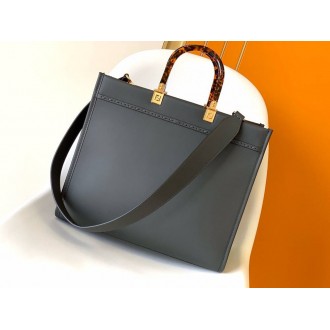 Fendi Sunshine Medium Tote Bag in Black Leather with Python Logo