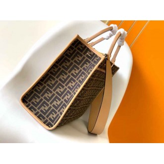 Fendi Sunshine Medium Tote Bag in Brown FF Jacquard Fabric