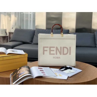 Fendi Sunshine Shopper Bag In White Calfskin