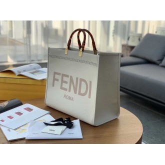 Fendi Sunshine Shopper Bag In White Calfskin
