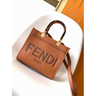 Fendi Sunshine Small Tote Bag In Brown Calfskin