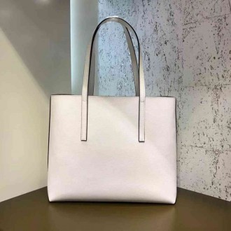 Fendi White Leather Logo Shopper Bag