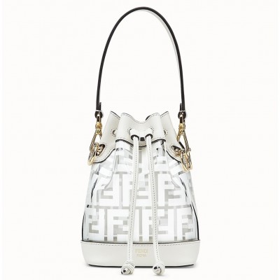 Fendi White Mon Tresor Mini Bucket Bag In Transparent PU