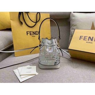 Fendi White Mon Tresor Mini Bucket Bag In Transparent PU