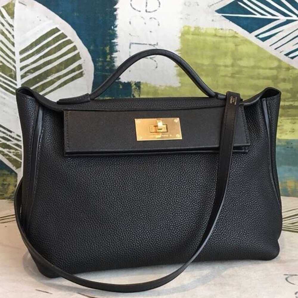 Hermes 24 24 29 Bag In Black Clemence Calfskin