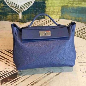 Hermes 24 24 29 Bag In Blue Clemence Calfskin
