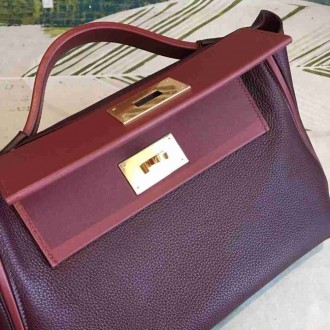 Hermes 24 24 29 Bag In Bordeaux Clemence Calfskin
