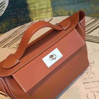 Hermes 24 24 29 Bag In Brown Clemence Calfskin