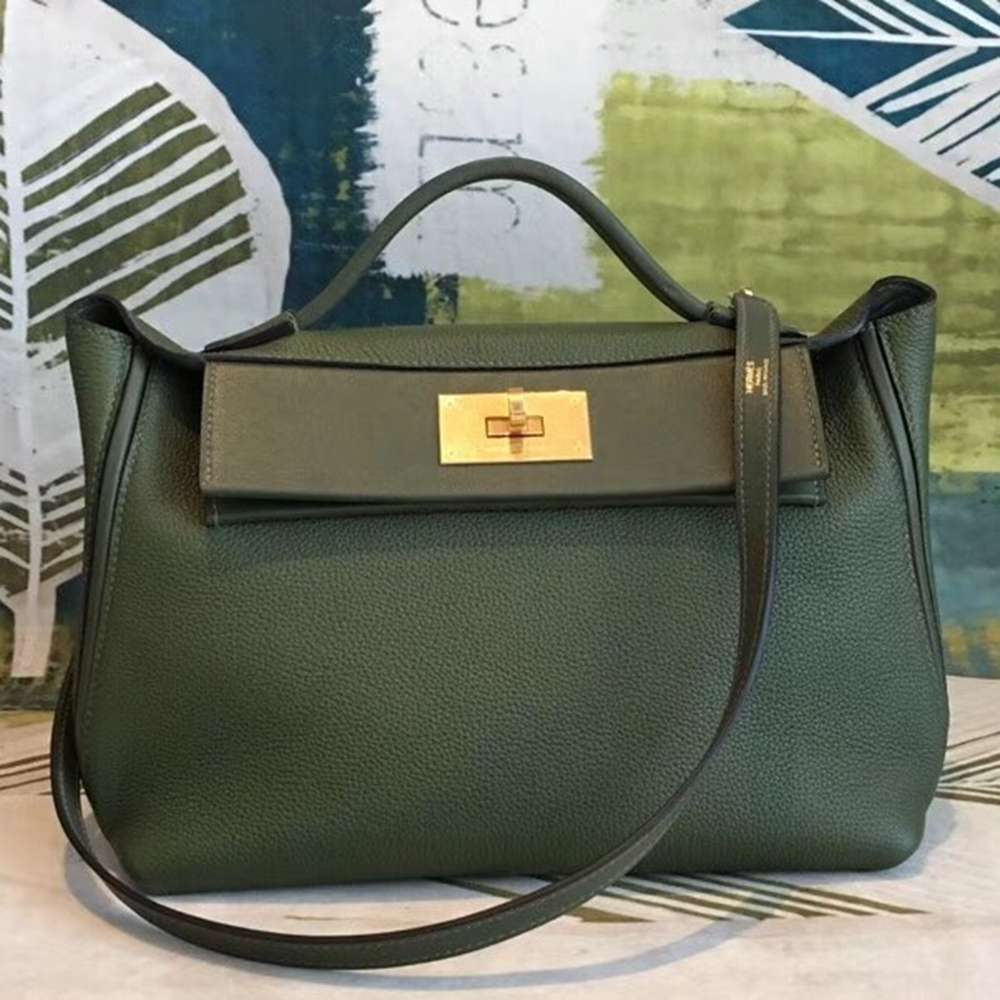 Hermes 24 24 29 Bag In Canopee Clemence Calfskin