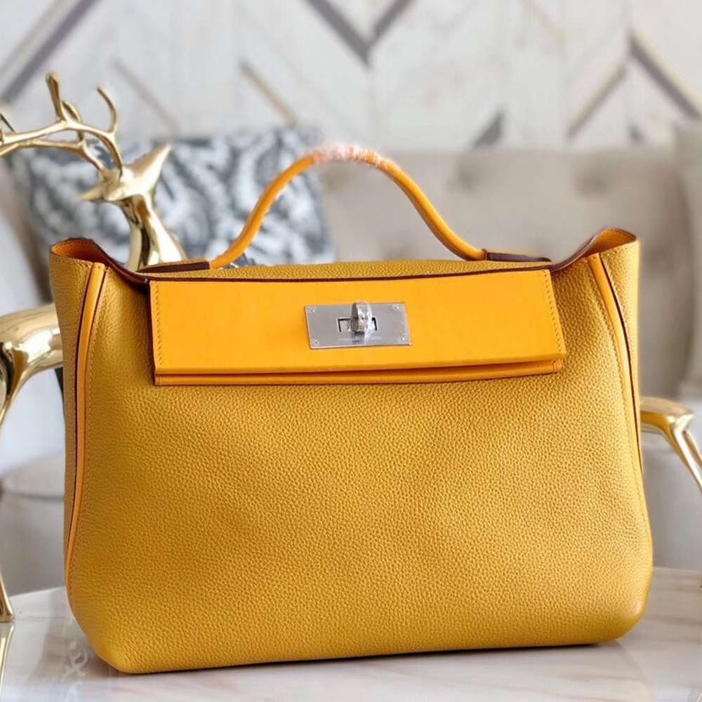 Hermes 24 24 29 Bag In Curry Clemence Calfskin