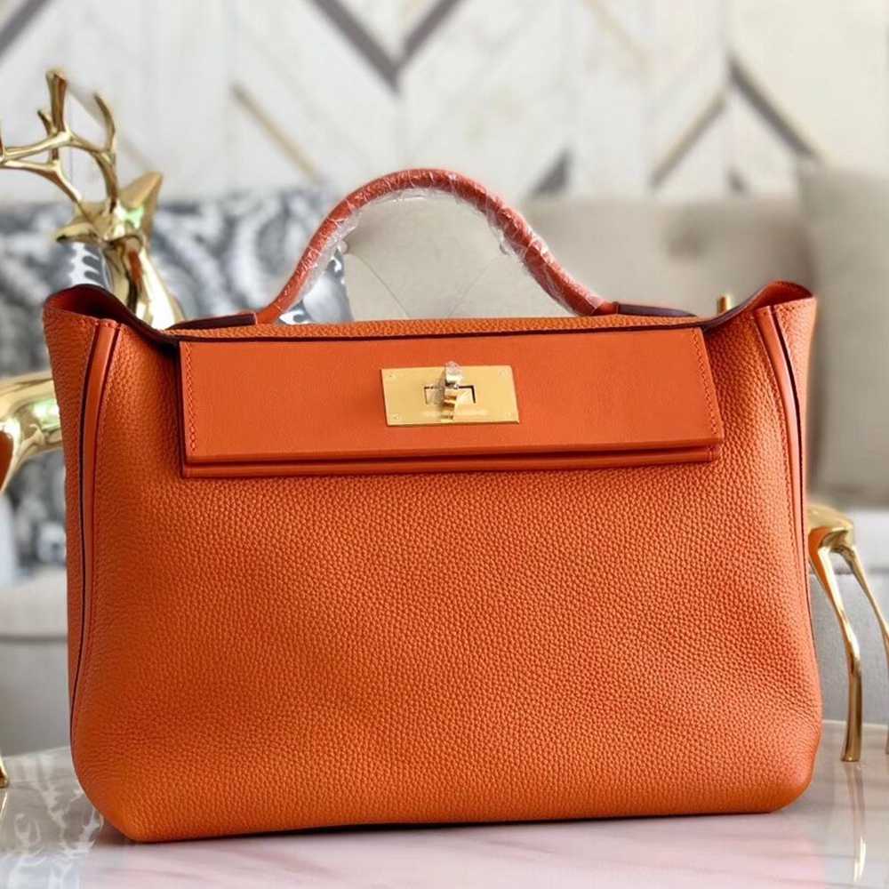 Hermes 24 24 29 Bag In Orange Clemence Calfskin