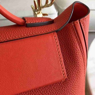 Hermes 24 24 29 Bag In Red Clemence Calfskin