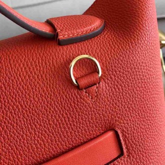 Hermes 24 24 29 Bag In Red Clemence Calfskin