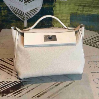 Hermes 24 24 29 Bag In White Clemence Calfskin
