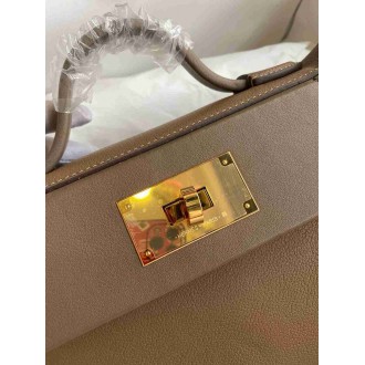 Hermes 24 24 Mini 21 Handmade Bag in Beige Weimar Evercolor Leather