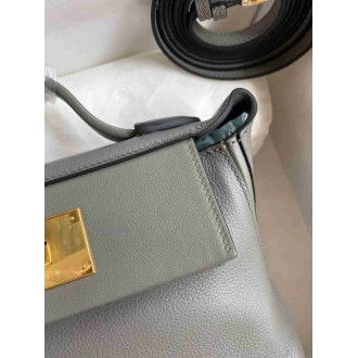 Hermes 24 24 Mini 21 Handmade Bag in Gris Meyer Evercolor Leather