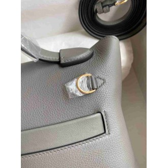 Hermes 24 24 Mini 21 Handmade Bag in Gris Meyer Evercolor Leather