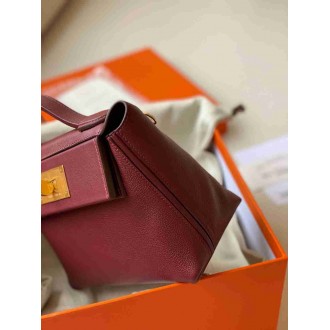 Hermes 24 24 Mini 21 Handmade Bag in Rouge H Evercolor Leather