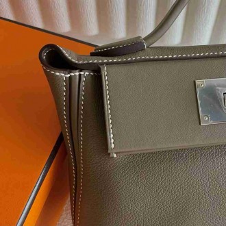 Hermes 24 24 Mini 21 Handmade Bag in Taupe Evercolor Leather