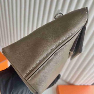 Hermes 24 24 Mini 21 Handmade Bag in Taupe Evercolor Leather