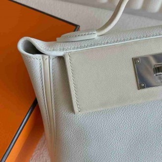 Hermes 24 24 Mini 21 Handmade Bag in White Evercolor Leather