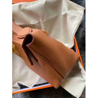 Hermes 24 24 Mini 21 Touch Bag in Gold Evercolor and Ostrich Leather