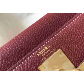 Hermes Bordeaux Clemence Kelly 28cm Bag
