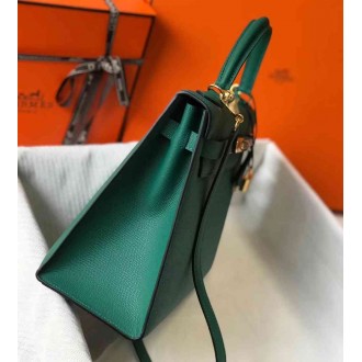 Hermes Malachite Epsom Kelly 32cm Sellier Bag