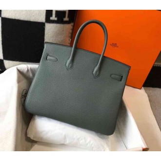 Hermes Vert Amande Clemence Birkin 35cm Bag