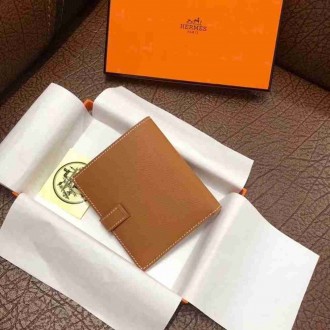 Hermes Bearn Compact Wallet In Gold Epsom Leather