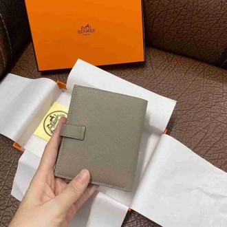 Hermes Bearn Compact Wallet In Gris Asphalt Epsom Leather