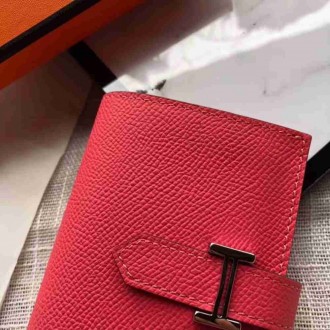 Hermes Bearn Mini Wallet In Rose Lipstick Epsom Leather