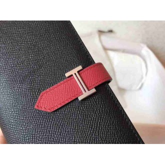 Hermes Bi-Color Epsom Bearn Wallet Black Ruby