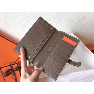 Hermes Bi-Color Epsom Bearn Wallet Black Taupe
